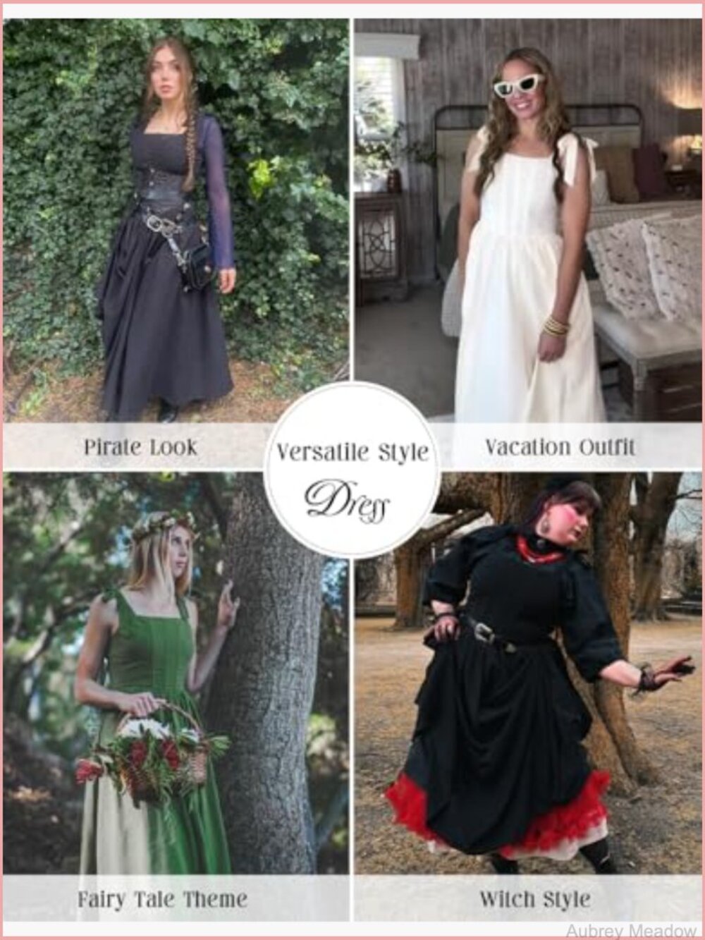 Renaissance Corset Dress Square Neck Cottagecore Fishbone Sundress A-Line Maxi - Picture 5 of 7